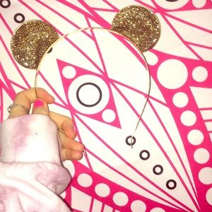 Gold sparkle bear ears headband